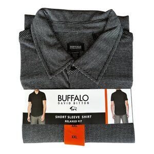 Buffalo David Bitton Men's short Sleeve Shirt Relaxed Fit Black size 2XL